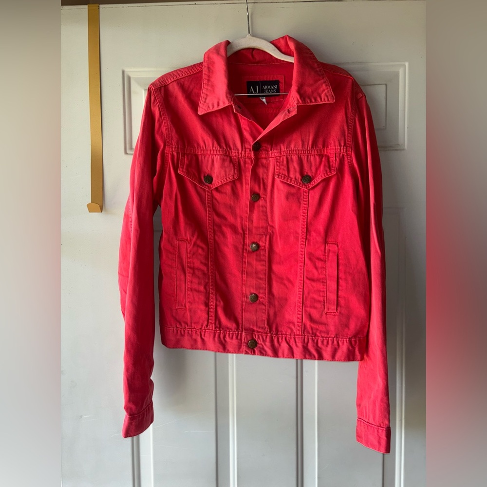 Armani Jeans red cotton jean jacket size 34 EU 0 US